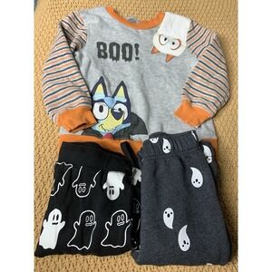 Unisex Toddler 5T Halloween Bluey Spooky Ghosts Sweat Shirt Sweat Pants Lot
